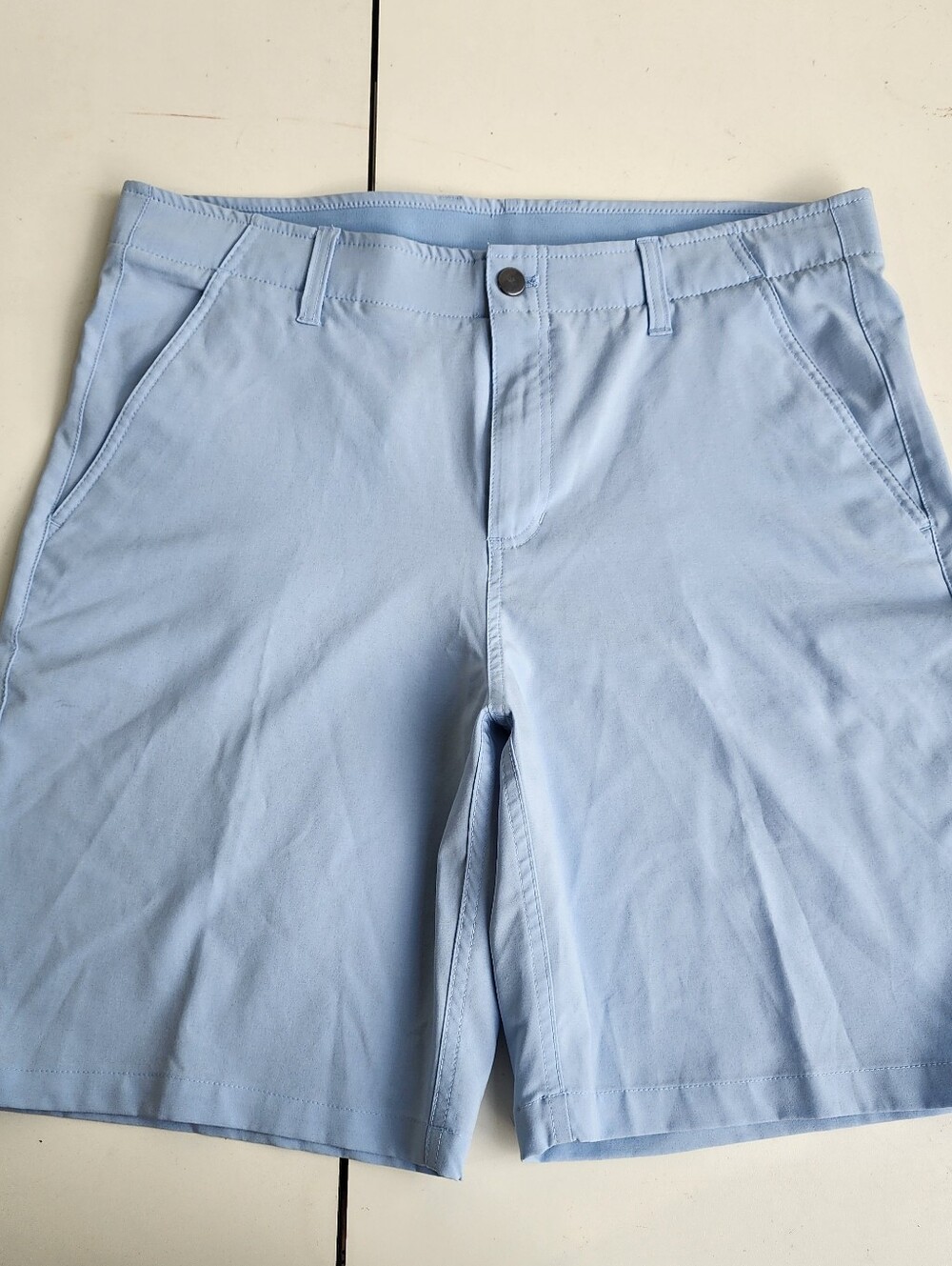 Rorie Whelan Mens Stretch Lt Blue Flat Front Golf Athletic Shorts 8” Inseam 36